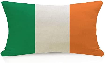 Ireland Flag Cotton Linen Lumbar Throw Pillow Case 12x20 In