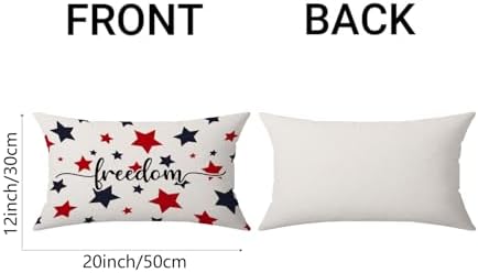 07 Patriotic Throw Pillow Cover - 12x20 Inch Star Design Treasure