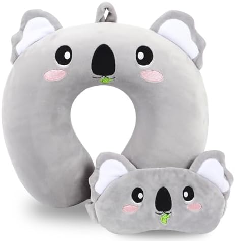 Kids Travel Pillow with Koala Eye Mask and Memory Foam Support