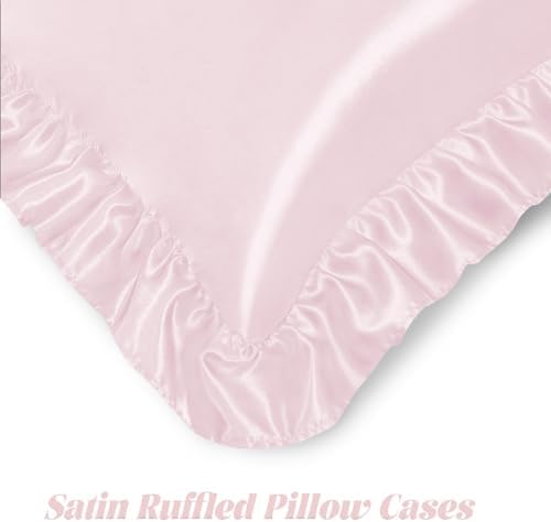 Homiest Ruffled Satin Pillowcase Luxury Soft 3inch Ruffle Design