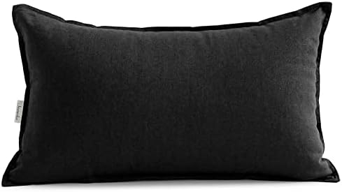 Prime Ring - 12x20 Linen Cotton Pillow Case - Soft Durable Black