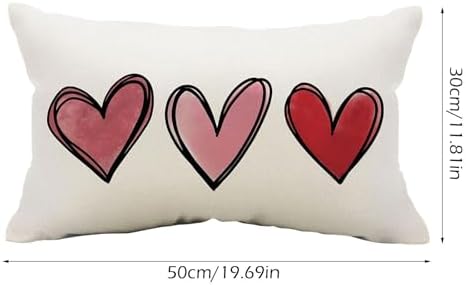 Valentines Day Red Heart 12x20 Inch Decorative Pillow Case