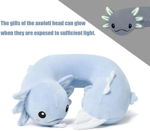Niuniu Daddy Axolotl Travel Neck Pillow for Kids and Adults