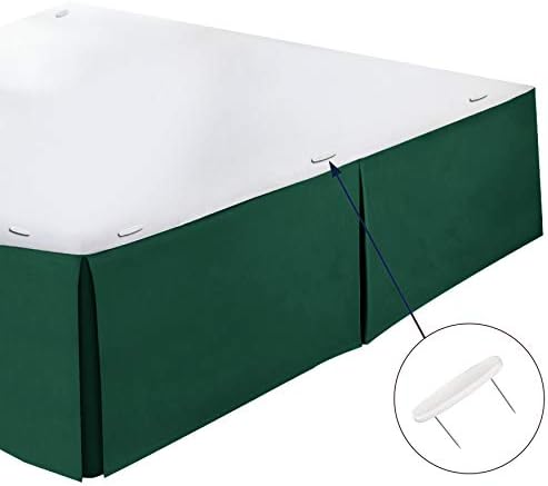 Luxe Hunter Green Queen Bed skirt with 14 drop and 8 pins