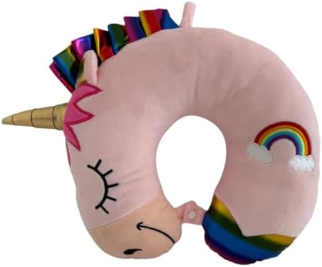 Pink Kids Unicorn Neck Pillow for Travel