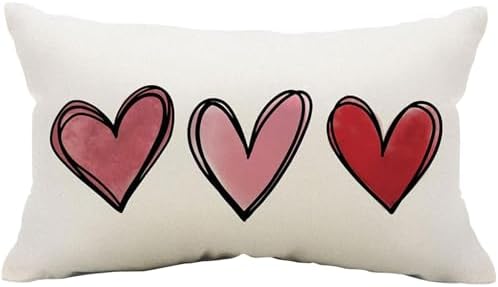 Valentines Day Red Heart 12x20 Inch Decorative Pillow Case