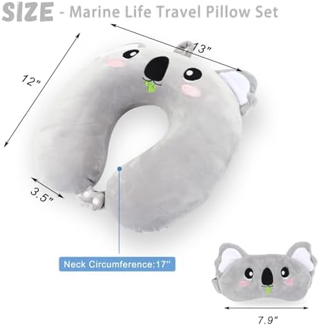 Kids Travel Pillow with Koala Eye Mask and Memory Foam Support
