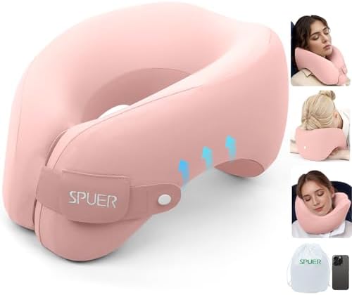 SPUER 2-in-1 Ergonomic Memory Foam Travel Neck Pillow