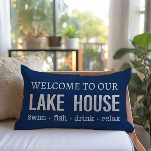 PANDICORN Lake Throw Pillow Covers 12x20 Inch Farmhouse Decor