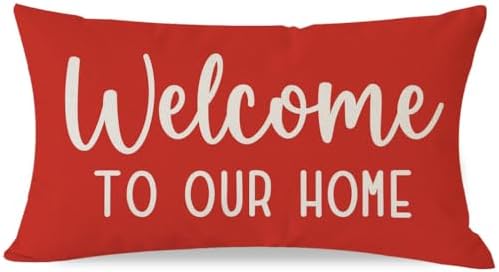 PANDICORN 12x20 Inch Throw Pillow Covers Red Farmhouse Holiday Decor