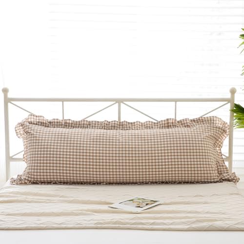 20x54 Taupe White Plaid Pillow Cover Rustic Fall