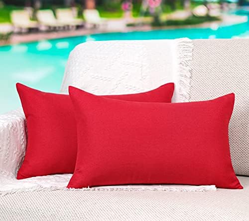 4TH Emotion Waterproof Lumbar Pillow Cover Red Pack of 2