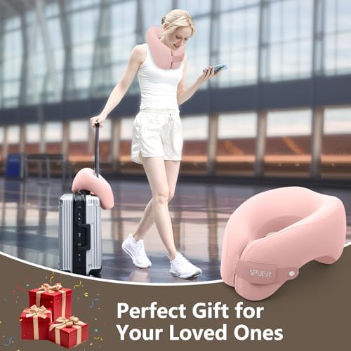 SPUER 2-in-1 Ergonomic Memory Foam Travel Neck Pillow