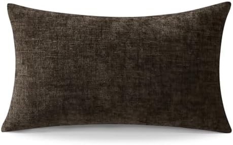 Chenille Throw Pillow Cover Soft Brown Decorative Pillow Case