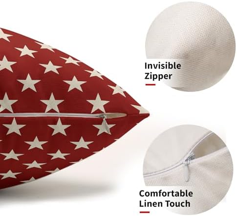 Patriotic American Star Throw Pillow Covers for Home Decor