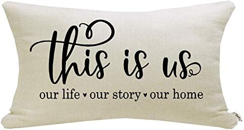 Meekio Farmhouse Pillow Covers with This is Us Quote 12x20