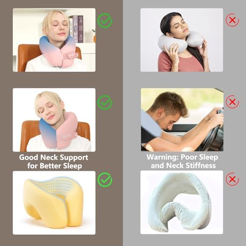 SPUER 2-in-1 Ergonomic Memory Foam Travel Neck Pillow