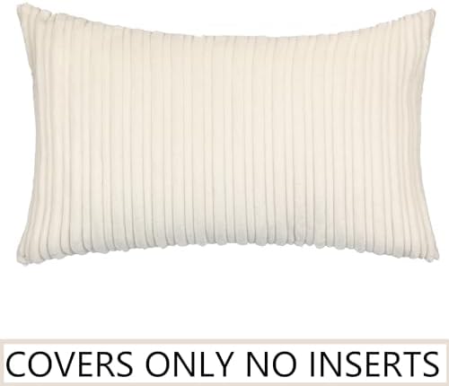 UGASA Velvet 12x20 inch Lumbar Pillow Cover Soft Striped Design