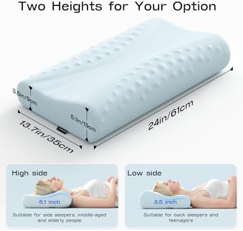 Cooling ComfortErgonomic Cervical Pillow for Side Back Stomach Sleepers