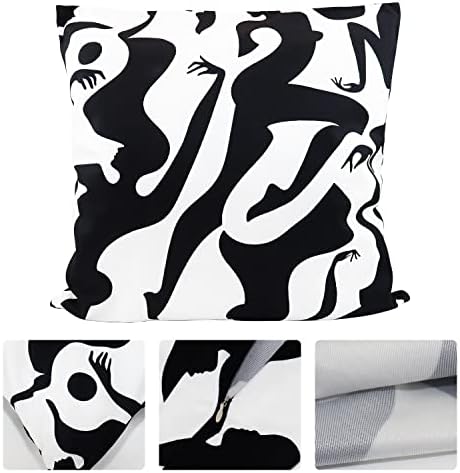 AUTSKY 18x18 Velvet Geometric Throw Pillow Cover Black White