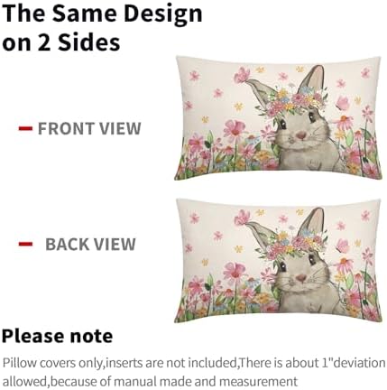 Bunny Rabbit Easter Pillow Covers 12x20 inches 2 Set