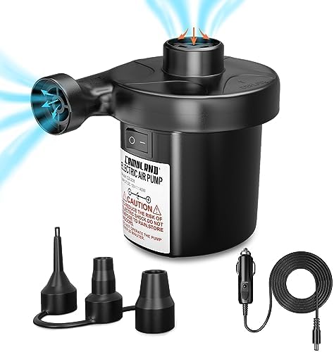 CAMULAND Portable Air Pump with 3 Nozzles and 12V Car Adapter