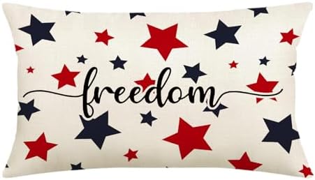 07 Patriotic Throw Pillow Cover - 12x20 Inch Star Design Treasure