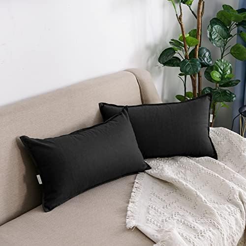 Prime Ring - 12x20 Linen Cotton Pillow Case - Soft Durable Black