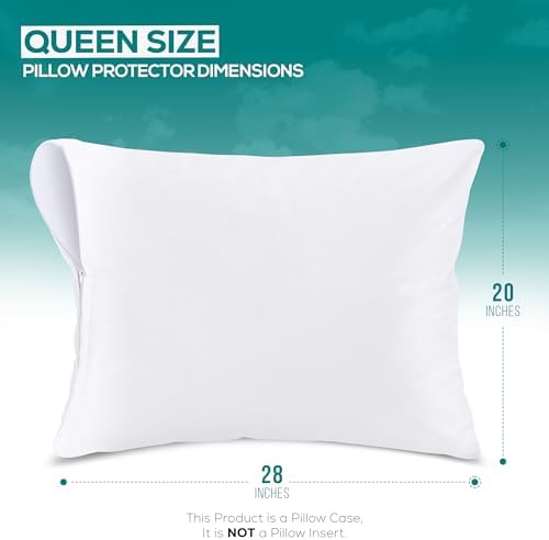 Utopia Bedding 2-Piece Zippered Waterproof Pillow Protectors Queen Size