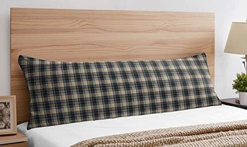 Sweet Jojo Designs Blue and Tan Woodland Plaid Flannel Body Pillow Case Cover