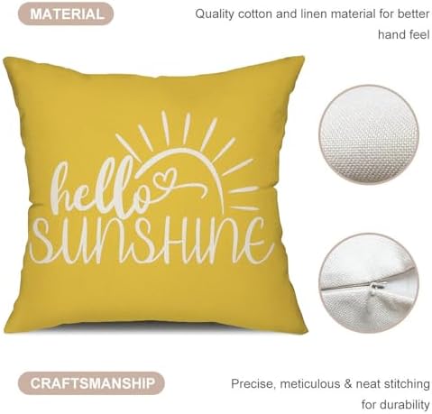 JXZYGMD Hello Sunshine Outdoor Farmhouse Summer Pillow Covers 18x18