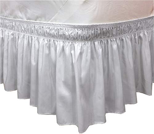 Elastic Ruffle Bed Skirt Easy Fit Twin Full White