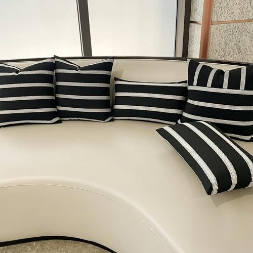 Slow Cow Rectangular Throw Pillow Cover 12x20 Black and Off White