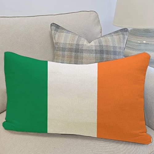 Ireland Flag Cotton Linen Lumbar Throw Pillow Case 12x20 In
