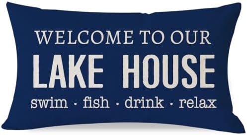 PANDICORN Lake Throw Pillow Covers 12x20 Inch Farmhouse Decor
