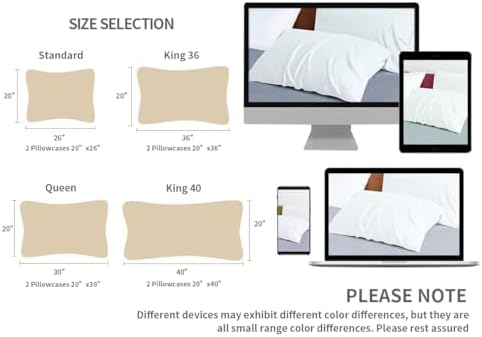 Zaizaihome California King Pillowcase Set of 2 Bamboo Viscose