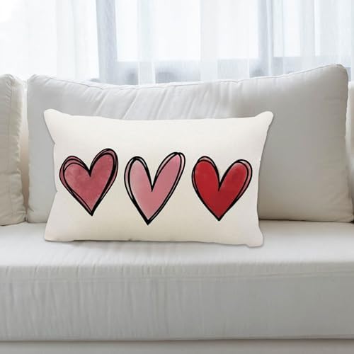 Valentines Day Red Heart 12x20 Inch Decorative Pillow Case