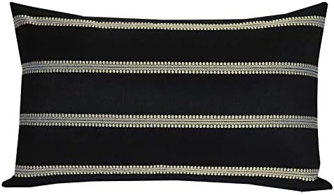 Slow Cow Rectangular Throw Pillow Cover 12x20 Black and Off White