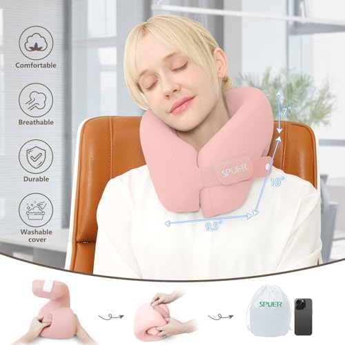 SPUER 2-in-1 Ergonomic Memory Foam Travel Neck Pillow