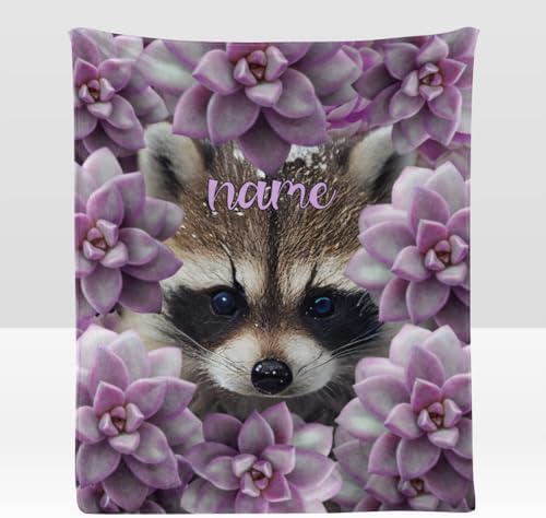 Custom Raccoon Blanket with Personalized Name