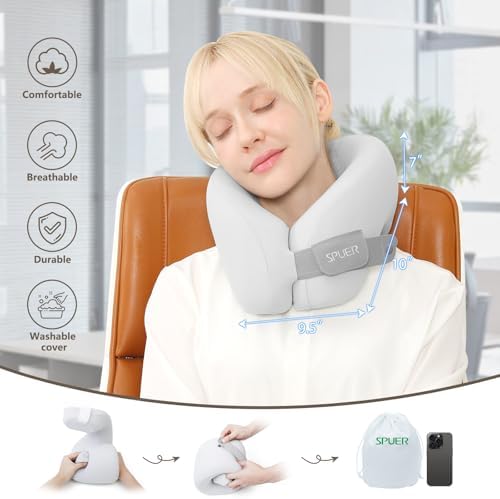 SPUER 2-in-1 Memory Foam Travel Neck Pillow