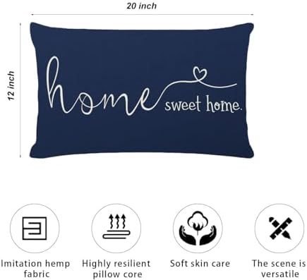 MFGNEH Farmhouse Pillow Cover Blue 12x20-Inch