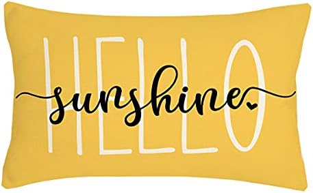 4TH Emotion Hello Sunshine Farmhouse Yellow Pillow Cover