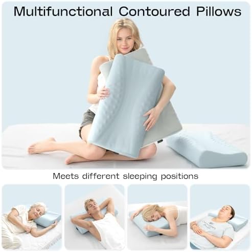 Cooling ComfortErgonomic Cervical Pillow for Side Back Stomach Sleepers