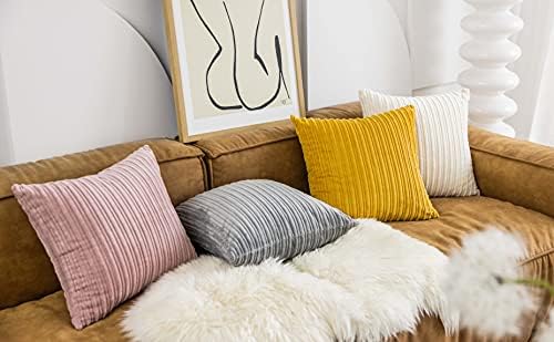 UGASA Velvet 12x20 inch Lumbar Pillow Cover Soft Striped Design