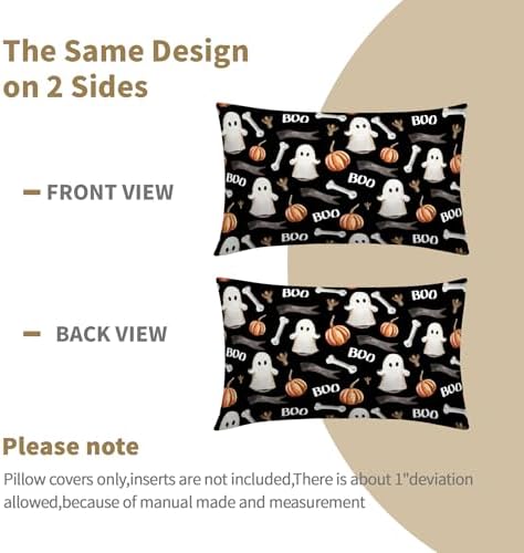 Halloween Black Lumbar Pillow Covers 12x20in x2