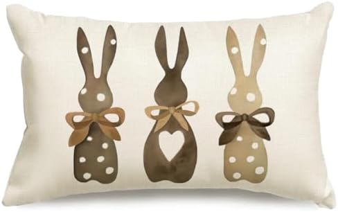 RABUSOFA Easter Bunny Throw Pillow Covers 12x20 Inch