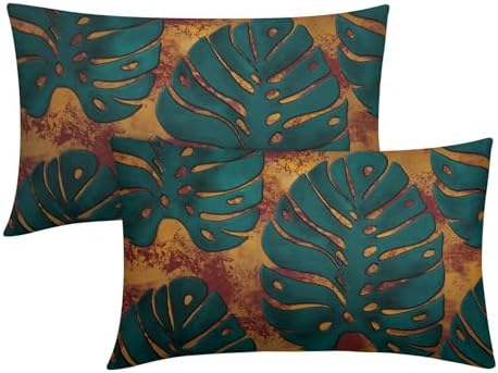 Cozy 12x20 Pillow Cover Tropical Leaf Design