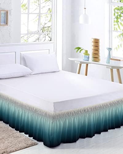 Gradient Turquoise Bed Skirt Queen Size 18 Inch Drop