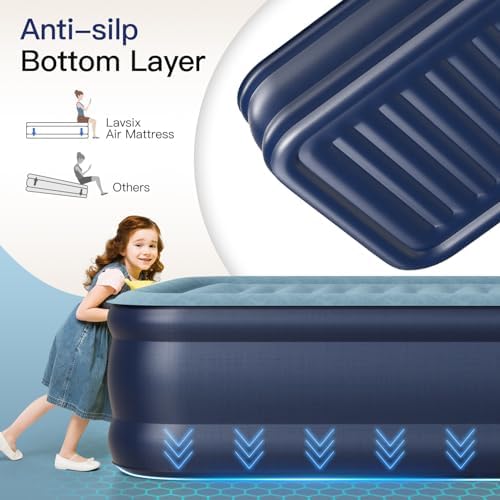 Luxury Queen Air Mattress with Auto-Stop Pump Flocked Surface